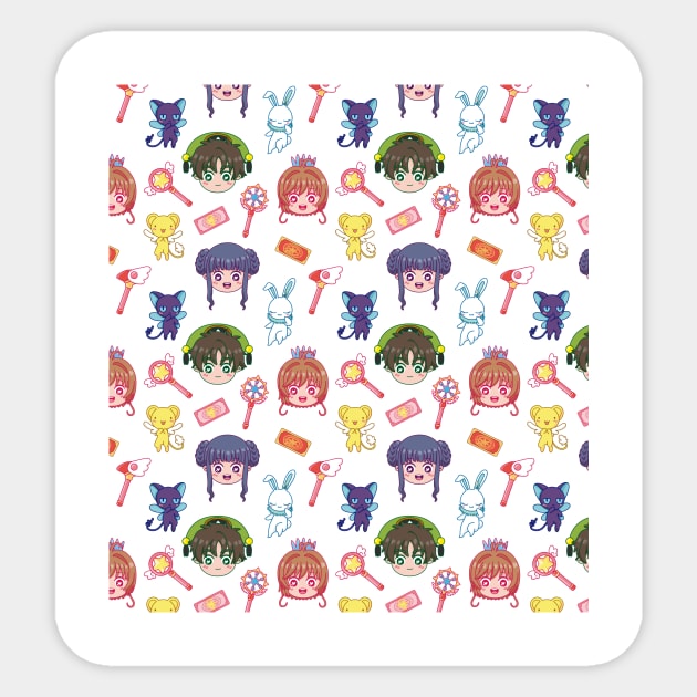 Cute Cardcaptor Heads Pattern Sticker by WafflemeAndCo1